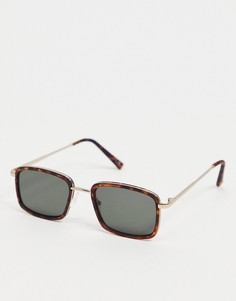 Квадратные солнцезащитные очки с узкой черепаховой оправой и дымчатыми стеклами ASOS DESIGN-Коричневый цвет