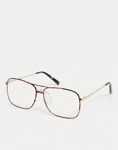 Модные очки-авиаторы в черепаховой оправе с прозрачными стеклами ASOS DESIGN-Коричневый цвет