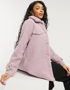 Сиреневое пальто-рубашка из искусственного меха Threadbare Kaila-Фиолетовый цвет