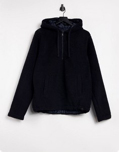 Худи из искусственного меха темно-синего цвета French Connection-Темно-синий