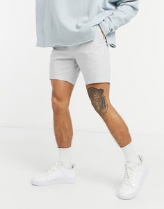 Светло-серые зауженные шорты чиносы с эластичным поясом ASOS DESIGN-Бежевый