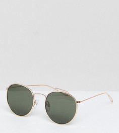 Солнцезащитные очки с золотистой оправой и зелеными стелами Weekday-Золотой