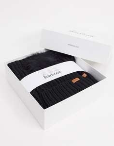 Комплект из шапки-бини и шарфа в черном цвете Barbour Saltburn-Черный
