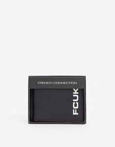 Кожаный бумажник с логотипом "FCUK" French Connection-Черный цвет