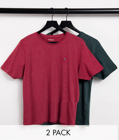 Набор из двух футболок для дома (зеленая и красная) Farah Oakmont-Многоцветный