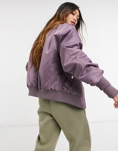 Бархатная куртка-бомбер темно-фиолетового цвета Sixth June-Фиолетовый цвет