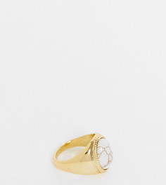 Золотистое массивное кольцо-печатка с камнем светлого оттенка Serge DeNimes-Золотистый