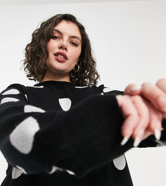 Черный джемпер в белый горошек Yours-Многоцветный