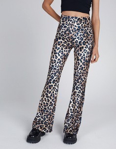 Брюки-клеш в винтажном стиле с леопардовым принтом Milk It (от комплекта)-Коричневый цвет