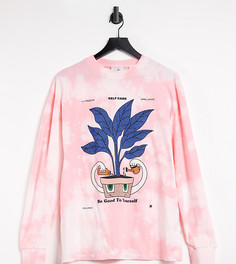Розовый oversized-лонгслив с принтом тай-дай COLLUSION Unisex-Розовый цвет