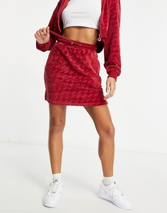 Красная велюровая юбка со сплошным принтом Fila-Красный