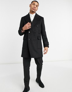 Пальто черного цвета из материала с добавлением шерсти Harry Brown-Черный цвет