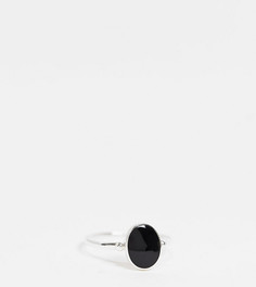 Кольцо из стерлингового серебра с черным овальным дизайном Kingsley Ryan Curve-Серебряный