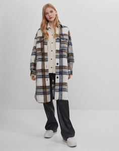 Удлиненная клетчатая куртка-рубашка Bershka-Многоцветный
