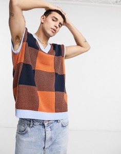 Трикотажный жилет в клетку ASOS DESIGN-Многоцветный