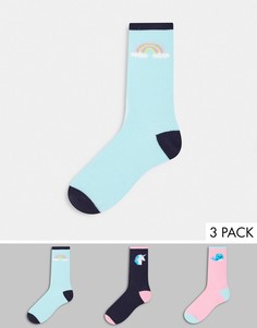 3 пары носков с единорогом Chelsea Peers-Многоцветный