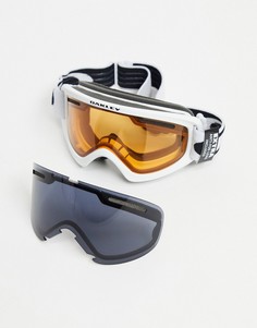 Защитные горнолыжные очки-маска в белой матовой оправе с оранжевыми/серыми линзами Oakley Frame 2.0 Pro XS-Белый