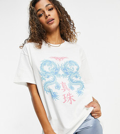 Эксклюзивная белая oversized-футболка с принтом драконов New Girl Order-Белый