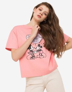 Розовая футболка oversize c принтом Disney Gloria Jeans