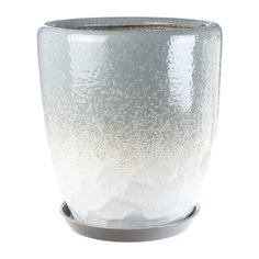 Горшок керамический с поддоном Qianjin серо-белый 27 см