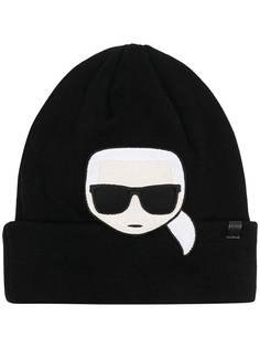 Karl Lagerfeld шапка бини K/Ikonik с вышивкой