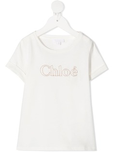 Chloé Kids футболка с вышитым логотипом