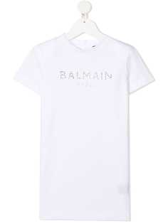 Balmain Kids платье-футболка с декорированным логотипом