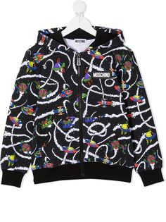 Moschino Kids худи на молнии с принтом