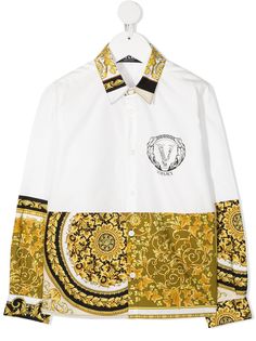 Versace Kids рубашка на пуговицах с принтом Baroque