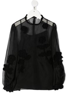 Dolce & Gabbana Kids прозрачная блузка с вышивкой