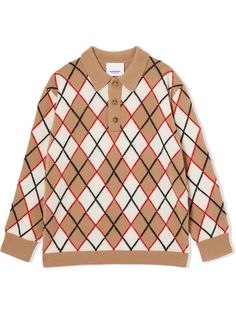 Burberry Kids джемпер с узором аргайл