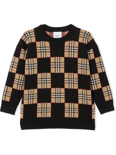 Burberry Kids клетчатый свитер в полоску Icon Stripe