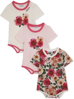 Dolce & Gabbana Kids боди с короткими рукавами и цветочным принтом