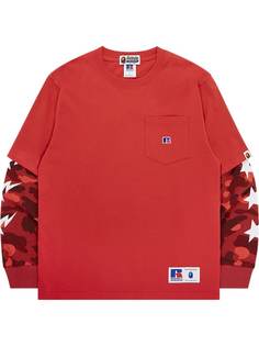 A BATHING APE® футболка Colour Camo College из коллаборации с Russell