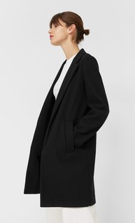 Stradivarius Пальто Из Трикотажной Ткани С Начёсом Женская Коллекция Черный M