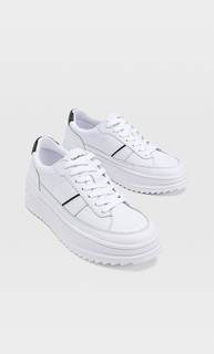 Stradivarius Кеды На Платформе Со Вставками И Рифленой Подошвой Женская Коллекция Белый 36