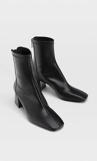 Stradivarius Ботильоны На Среднем Каблуке С Эластичным Голенищем Черный 39