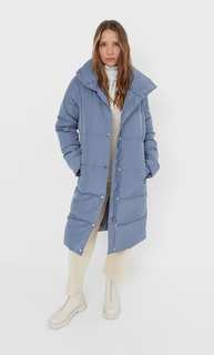 Stradivarius Длинное Стеганое Пальто Женская Коллекция Индиго M