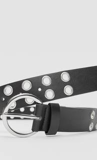 Stradivarius Широкий Пояс С Перфорацией И Пряжкой Черный 80
