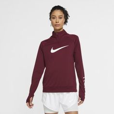 Женская беговая футболка с молнией на половину длины Nike Swoosh Run