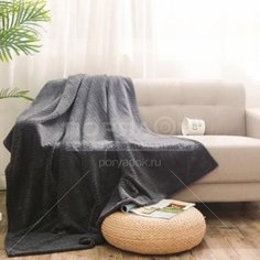 Плед Cleo полутораспальный (150х200 см) велсофт Роял плюш 150/008-RP, серо-синий