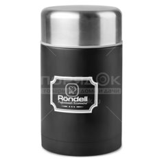 Термос из нержавеющей стали Rondell Picnic Black RDS-946 с широким горлом, 0.8 л