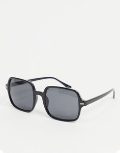 Черные солнцезащитные очки в квадратной массивной оправе из пластика ASOS DESIGN-Черный цвет