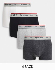 Набор из 4 боксеров-брифов (черные/белые/серые) Reebok-Многоцветный