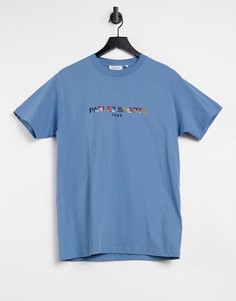 Серо-синяя футболка с вышивкой Parlez-Голубой