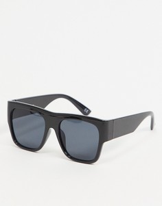 Квадратные солнцезащитные очки в черной пластмассовой оправе с черными дымчатыми линзами в стиле 70-х ASOS DESIGN-Черный цвет