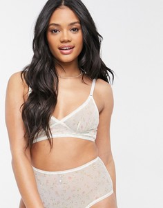 Белый бралетт с принтом в виде роз из переработанных материалов Monki Birgit