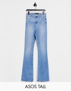 Расклешенные выбеленные джинсы с моделирующим эффектом и завышенной талией ASOS DESIGN Tall hourglass-Голубой