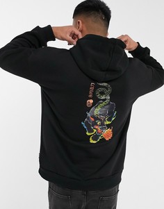 Черный худи в стиле oversized с принтом дракона на спине Only & Sons эксклюзивно для ASOS-Черный цвет