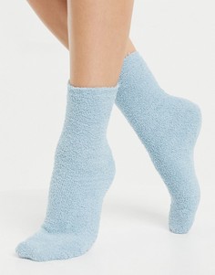 Пушистые трикотажные носки голубого цвета Monki Cozy-Голубой